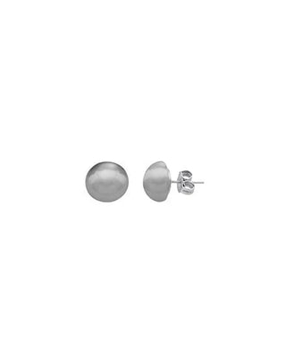 Sterling Silver Rhodium Plated Stud Post Earrings, 12mm Grey Mabe Pearls, Mabe Collection