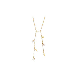 Short Necklace 45cm Long Adjustable in Silver Gold-Plated, 4mm Round White Pearls, Romea Collection