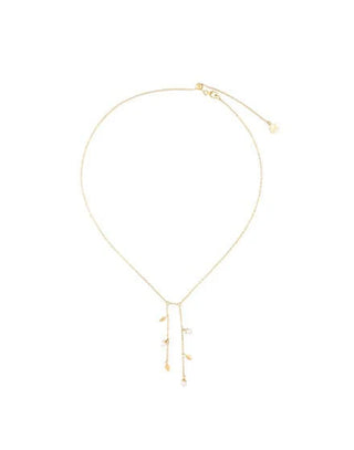 Short Necklace 45cm Long Adjustable in Silver Gold-Plated, 4mm Round White Pearls, Romea Collection