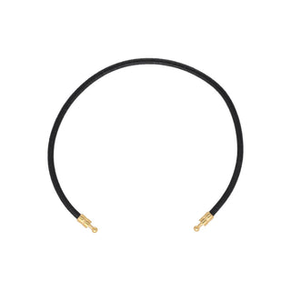 Black Leather Cord Customizable Bracelet for Men and Women, Gold-plated Brass, 7 inches Long, Zindis Collection