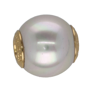 Gold Plated Pearl Pendant for Men and Women, 14mm Round White Pearl, Zindis Collection