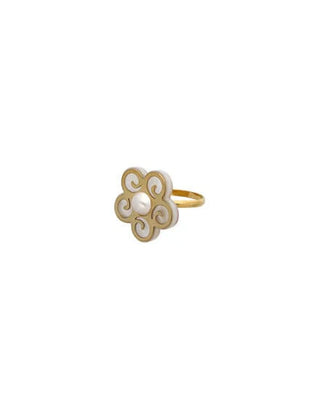 Closed Ring in Gold-Plated Silver, 6mm Round White Pearl, Roxana Collection