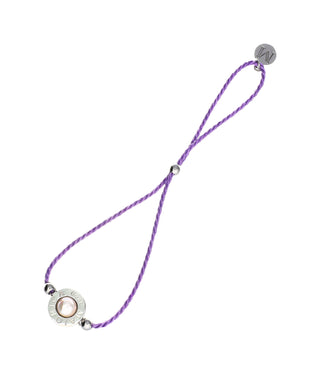 Lavander Braided Steel Bracelet for Women with 6mm Half Ball White Pearl, Adjustable 8.6" Length, Lipari Collection
