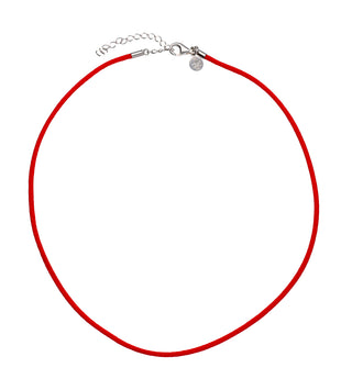 Red Cord with Rhodium Plated Endings, 15.7" Length, Cadenas Collection