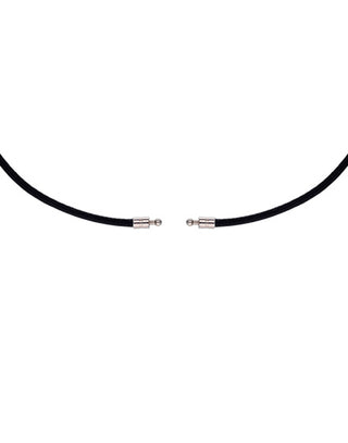 Black Leather Cord Customizable Necklace for Men and Women,  Rhodium-plated Brass, 20 inches Long, Zindis Collection