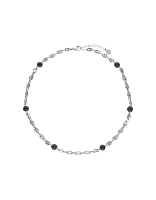 Sterling Silver Stainless Steel Necklace for Men with Organic Simulated Pearls, 8mm Round Black Pearls, 49cm Length, Sailor Collection
