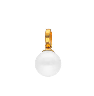 Gold Plated Sterling Silver Charm Pendant for Women with Organic Simulated Pearl, 10mm Round White Pearl, Charm&Glow Collection