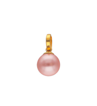 Gold Plated Sterling Silver Charm Pendant for Women with Organic Simulated Pearl, 10mm Round Pink Pearl, Charm&Glow Collection