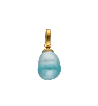 Gold Plated Sterling Silver Charm Pendant for Women with Organic Simulated Pearl, 12mm Baroque Turquoise Amber Pearl, Charm&Glow Collection