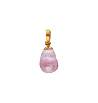 Gold Plated Sterling Silver Charm Pendant for Women with Organic Simulated Pearl, 12mm Baroque Ruby Red Ombre Pearl, Charm&Glow Collection