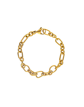 Gold Plated Steel Charm Bracelet for Women, 19cm Length, Charm&Glow Collection