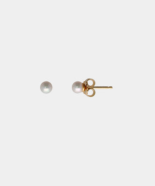 Sterling Silver Rhodium Plated Stud Earrings for Women with Organic Pearl, 4mm Round White Pearl, Lyra Collection