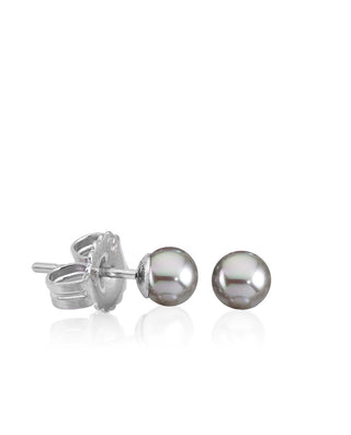 Sterling Silver Rhodium Plated Stud Earrings for Women with Organic Pearl, 8mm Round Nuage Pearl, Lyra Collection
