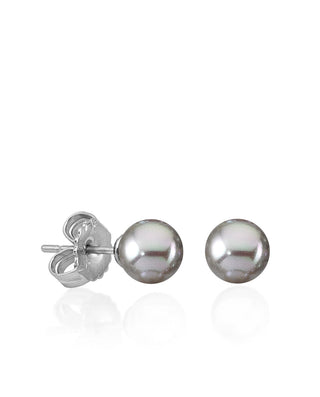 Sterling Silver Rhodium Plated Stud Earrings for Women with Organic Pearl, 10mm Round Nuage Pearl, Lyra Collection