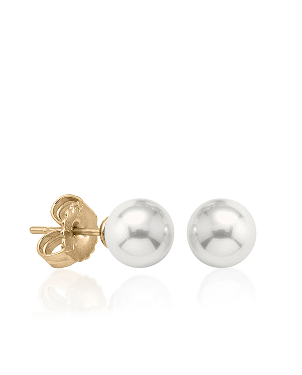 Sterling Silver Gold Plated Stud Earrings for Women with Organic Pearl ...