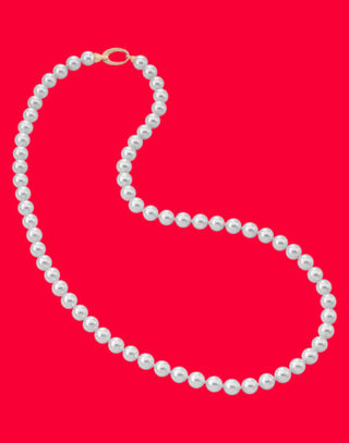 Sterling Silver Gold Plated Necklace for Women with Organic Pearl, 10mm Round White Pearl, 23.6" Length, Lyra Collection