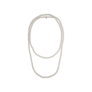 Sterling Silver Necklace for Women with Organic Pearl, 8mm Round White Pearl, 59.0" Length, Jour Collection