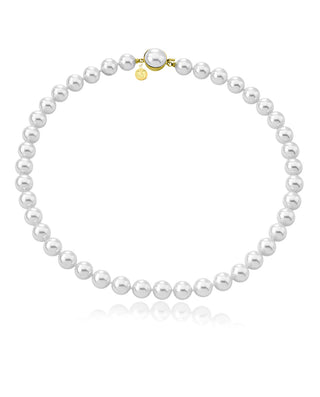 Sterling Silver Gold Plated Necklace for Women with Organic Pearl, 10mm Round White Pearls, 17.7" Necklace Length, Lyra Collection